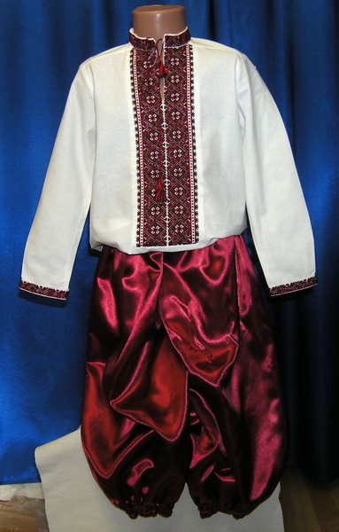 Костюм 4 - Шаровари, тканина крепсотін, 
сорочка – льон, ручна вишивка