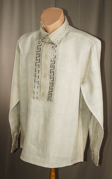 Меандри - Чоловіча сорочка, конопляне полотно, машина вишивка, меандри