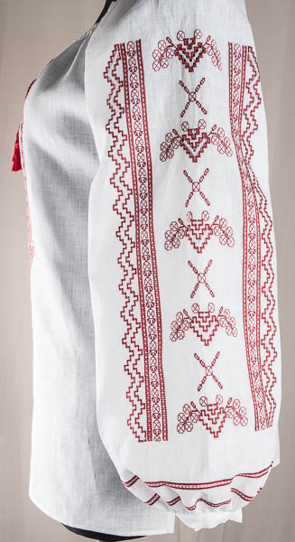 Біла калина - фрагмент 3 - Жіноча блуза - льон, ручна вишивка.