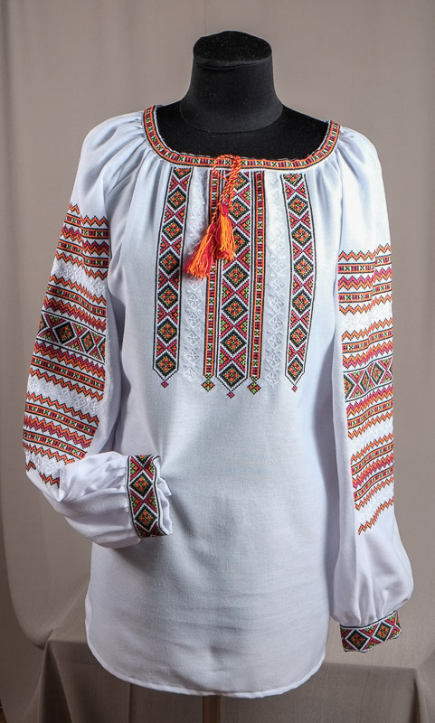 116-04 - Блуза жіноча. Домоткане полотно, машина вишивка (борщівська).
