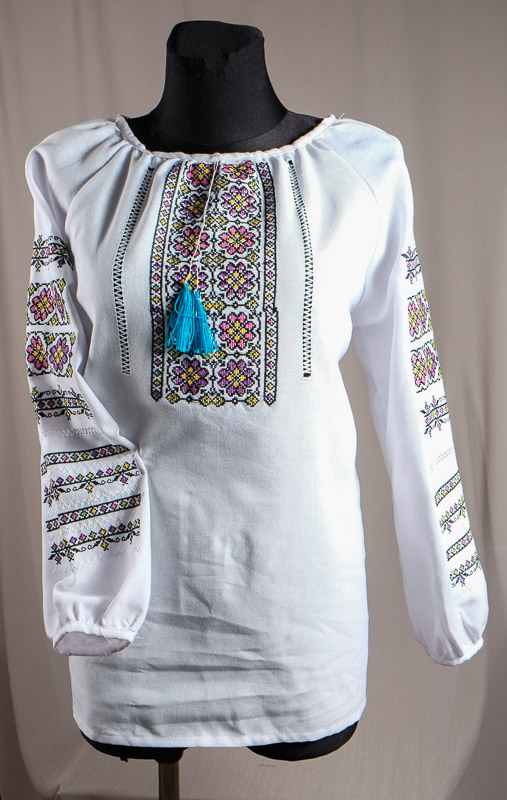 116-07 - Блуза жіноча. Домоткане полотно, машина вишивка (борщівська).