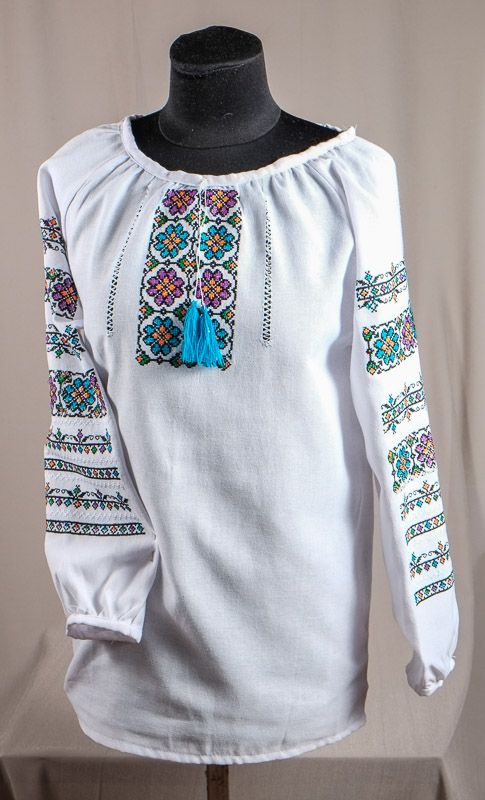 116-08 - Блуза жіноча. Домоткане полотно, машина вишивка (борщівська).