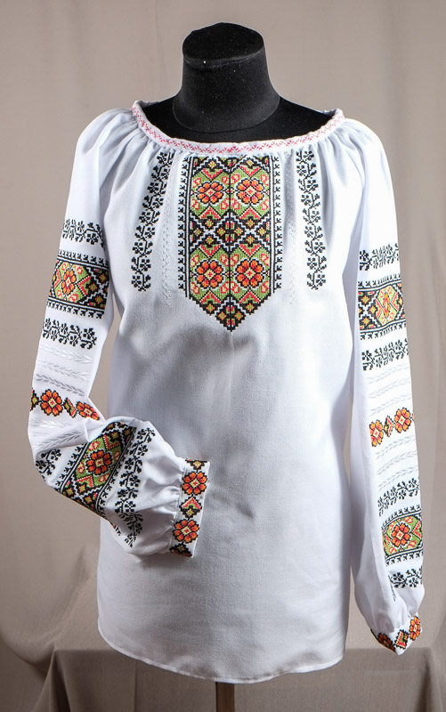 116-10 - Блуза жіноча. Домоткане полотно, машина вишивка (борщівська).