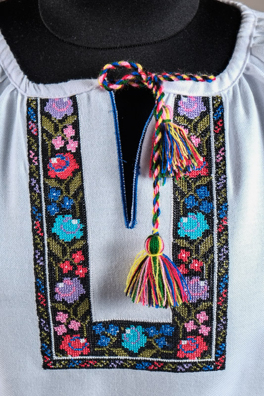 116-12 фрагмент - Блуза жіноча. Домоткане полотно, машина вишивка (борщівська).