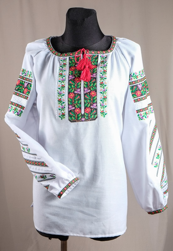 116-15 - Блуза жіноча. Домоткане полотно, машина вишивка (борщівська).