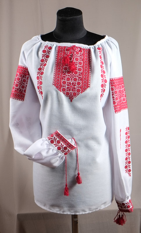 116-18 - Блуза жіноча. Домоткане полотно, машина вишивка (борщівська).