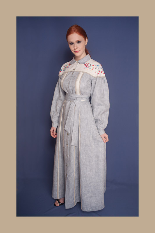 Файна україночка - фрагмент - Сукня жіноча, льон, ручна вишивка