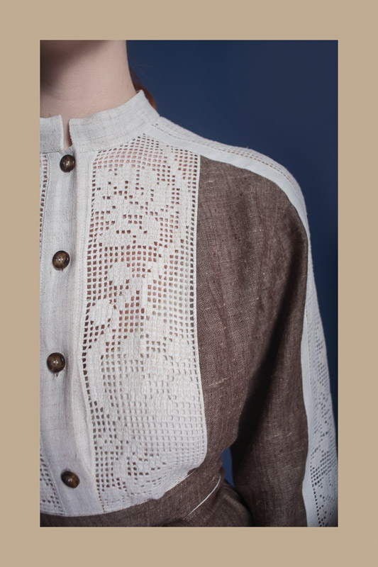 Чарівне мереживо - фрагмент 3 - Сукня жіноча, льон, ручна вишивка